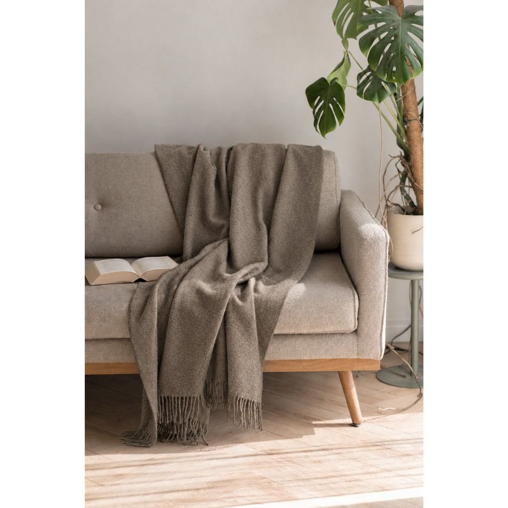 Koc z wełny merino classic brown