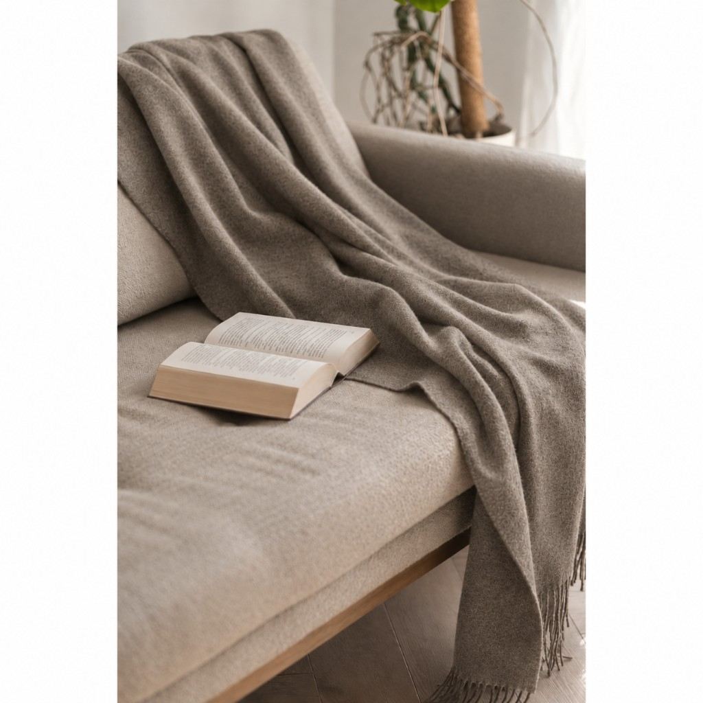 Koc z wełny merino classic brown