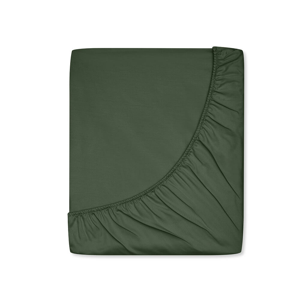Prześcieradło satynowe z gumką forest green