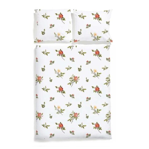 Wild rose bedding set white pocket dzika róża