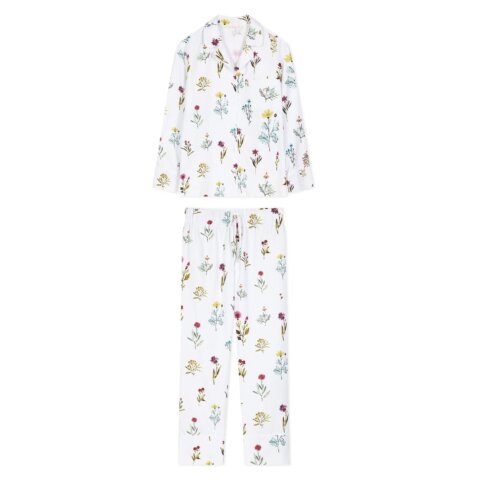 women pyjamas with flowers white pocket