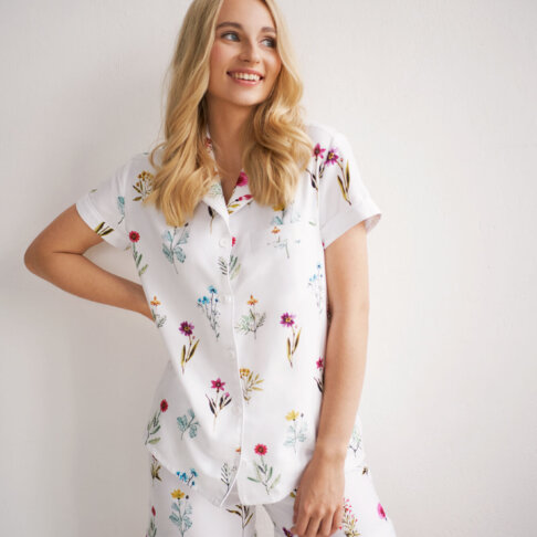 women pyjamas short white pocket