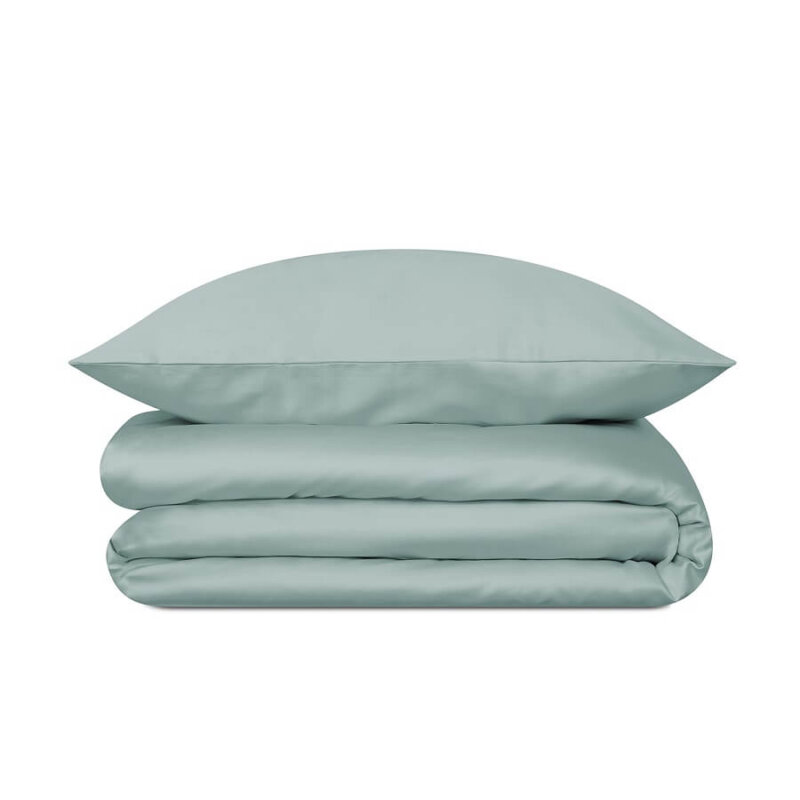 cotton sateen bedding set sage mint green white pocket