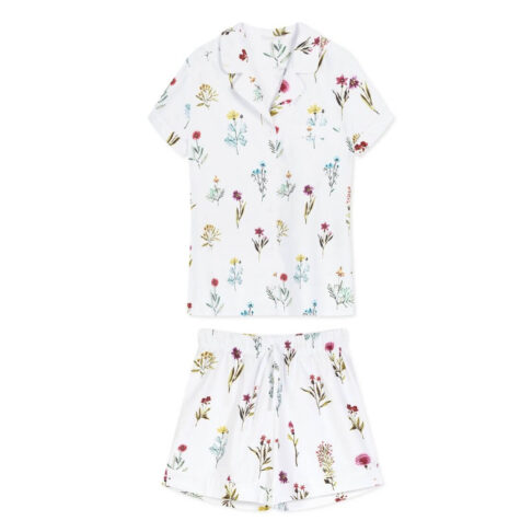 women pyjamas with flowers white pocket